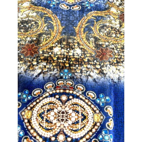 From The Heart Top/Tunic Womens Size L Blue Multicolored 3/4 Sleeves Lined Round - Picture 5 of 6